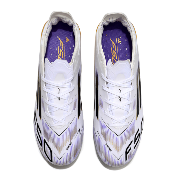 Adidas F50 Elite White Black and Gold Firm Ground FG Kids Football Boot