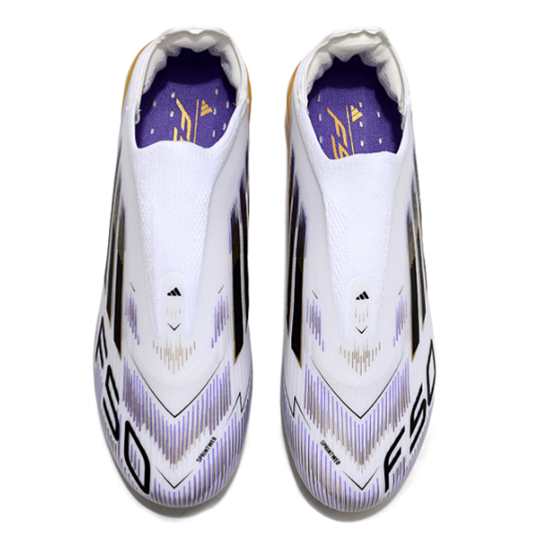 Adidas F50 Elite Laceless White Black and Gold Firm Ground FG Kids Football Boot