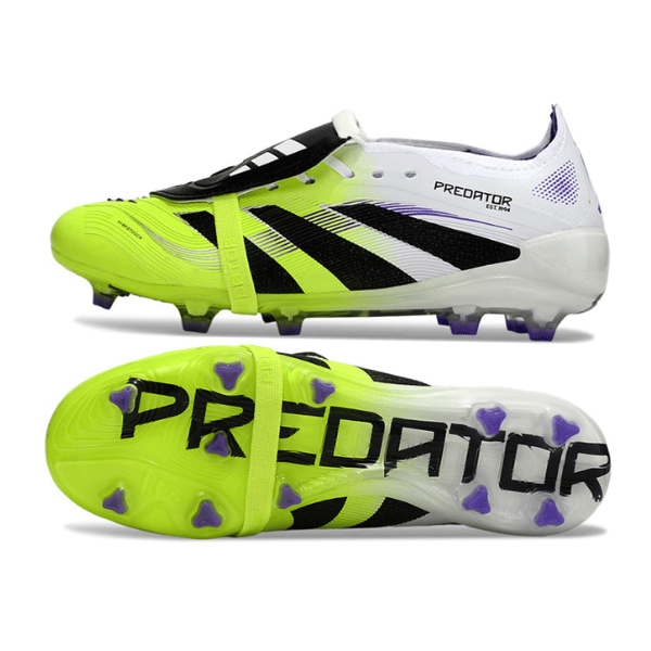Adidas Predator 25 Elite Tongue White and Light Green Firm Ground FG Kids Football Boot