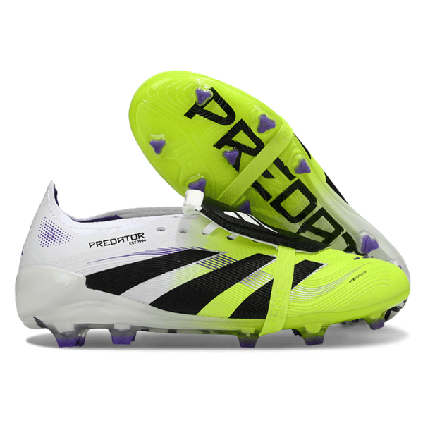 Adidas Predator 25 Elite Tongue White and Light Green Firm Ground FG Kids Football Boot