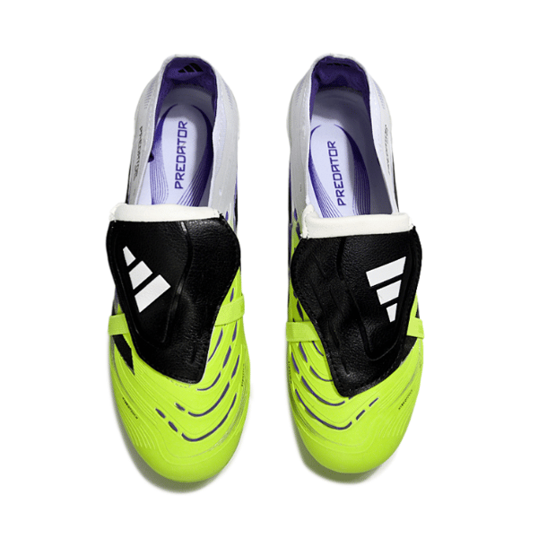 Adidas Predator 25 Elite Tongue White and Light Green Firm Ground FG Kids Football Boot