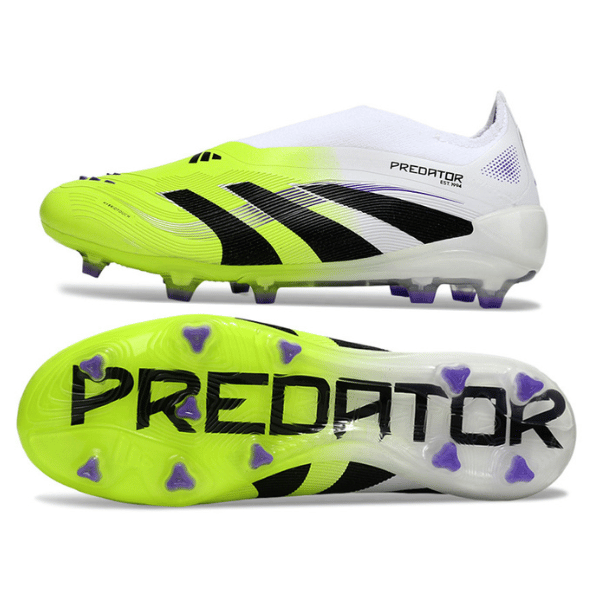 Adidas Predator 25 Elite Laceless White and Green Firm Ground FG Kids Football Boot