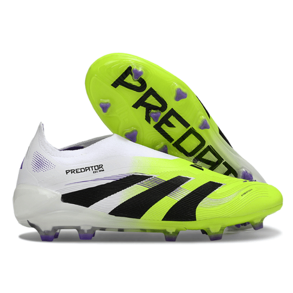 Adidas Predator 25 Elite Laceless White and Green Firm Ground FG Kids Football Boot