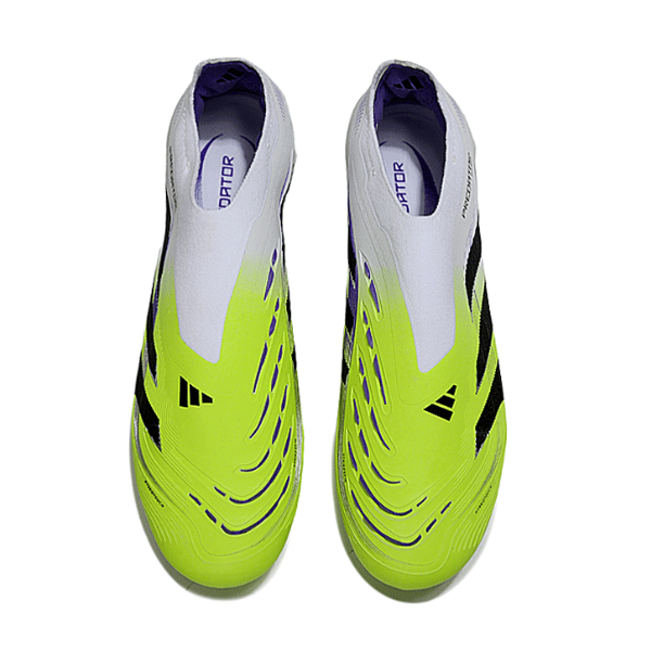 Adidas Predator 25 Elite Laceless White and Green Firm Ground FG Kids Football Boot