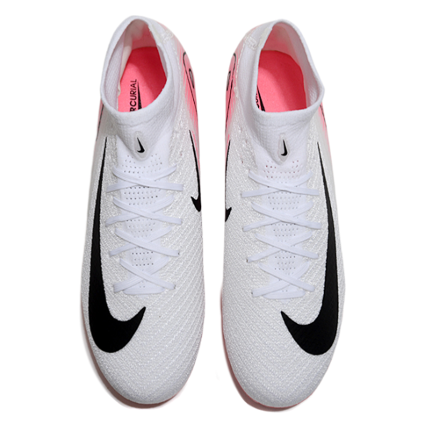 Nike Air Zoom Mercurial Superfly 10 Elite White and Pink Firm Ground FG Kids Football Boot