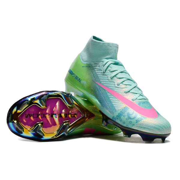 Nike Air Zoom Mercurial Superfly 10 Elite Blue Green and Pink Firm Ground FG Kids Football Boot