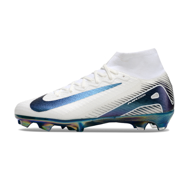 Nike Air Zoom Mercurial Superfly 10 Elite White and Green Firm Ground FG Kids Football Boot