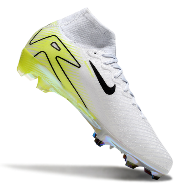 Nike Air Zoom Mercurial Superfly 10 Elite White and Green Firm Ground FG Kids Football Boot