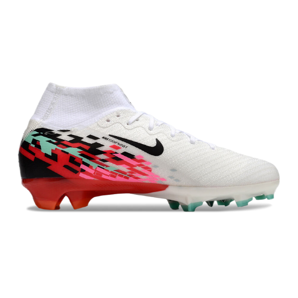 Nike Air Zoom Mercurial Superfly 10 Elite White and Red Firm Ground FG Kids Football Boot