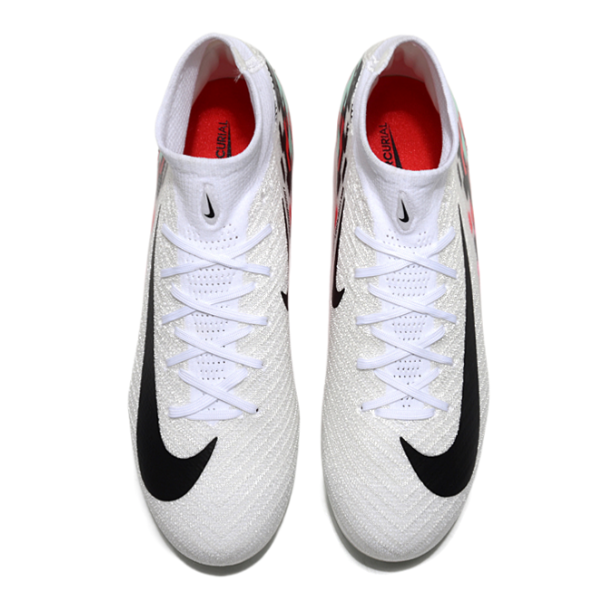 Nike Air Zoom Mercurial Superfly 10 Elite White and Red Firm Ground FG Kids Football Boot