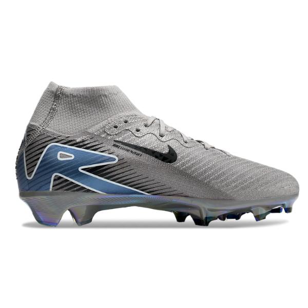 Nike Air Zoom Mercurial Superfly 10 Elite Gray and Black Firm Ground FG Kids Football Boot