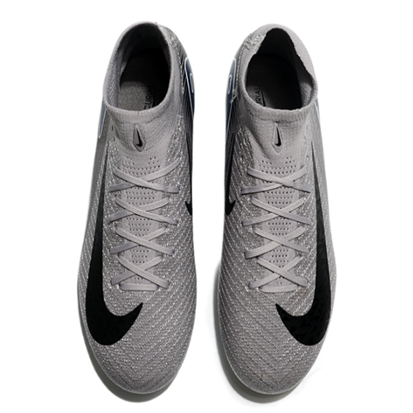 Nike Air Zoom Mercurial Superfly 10 Elite Gray and Black Firm Ground FG Kids Football Boot