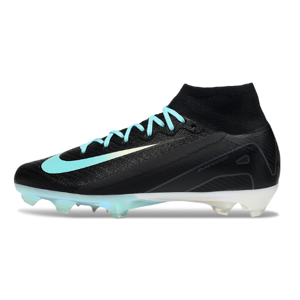 Nike Air Zoom Mercurial Superfly 10 Elite Black White and Light Blue FG Kids