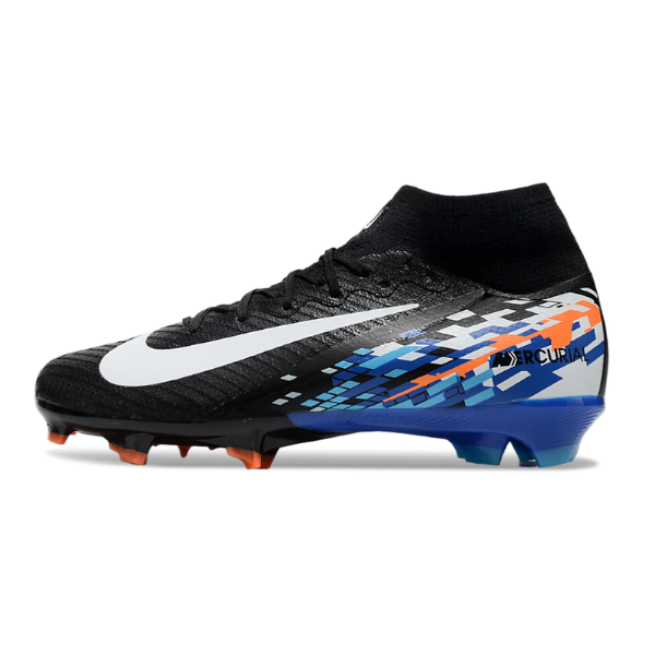 Nike Air Zoom Mercurial Superfly 10 Elite Black Blue and Orange FG Kids