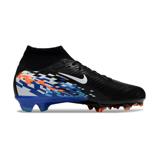 Nike Air Zoom Mercurial Superfly 10 Elite Black Blue and Orange Firm Ground FG Kids Football Boot