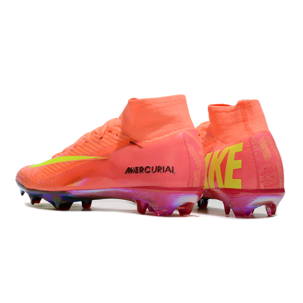 Nike Air Zoom Mercurial Superfly 10 Elite Pink and Yellow Firm Ground FG Kids Football Boot