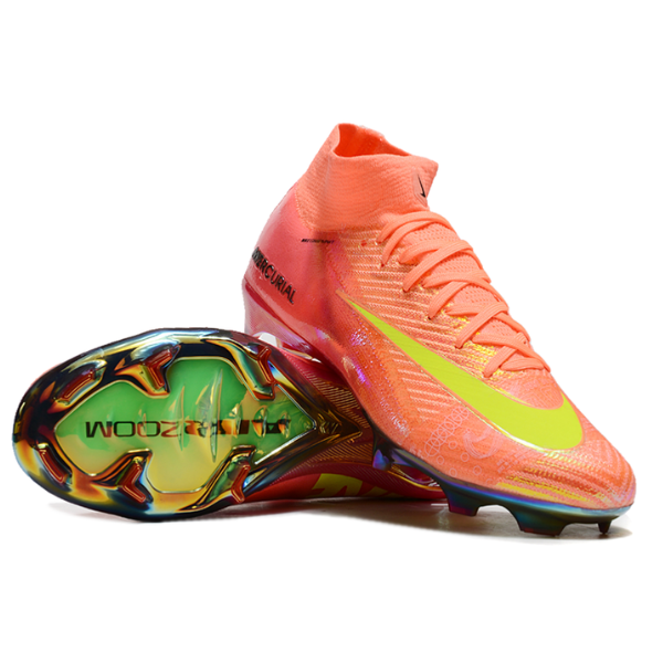 Nike Air Zoom Mercurial Superfly 10 Elite Pink and Yellow Firm Ground FG Kids Football Boot