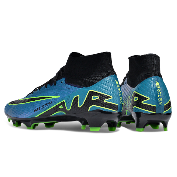 Nike Zoom Mercurial Superfly 9 Elite Blue Black and Green FG Kids