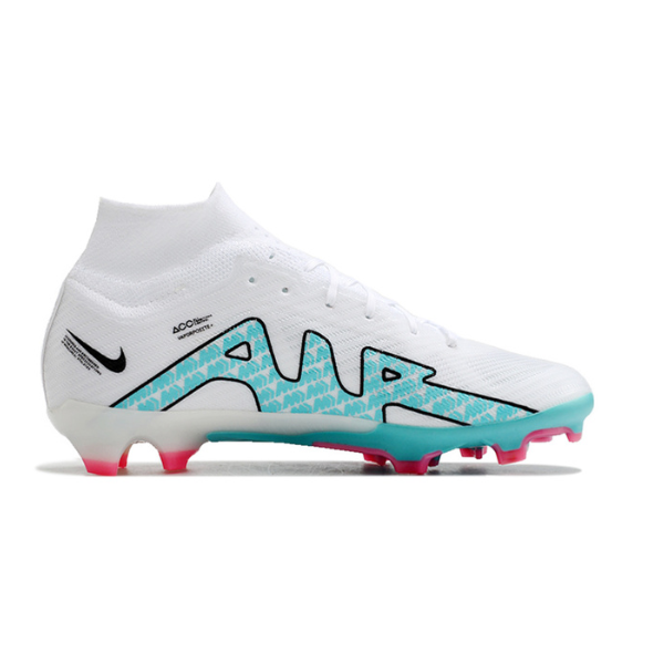 Nike Zoom Mercurial Superfly 9 Elite White Blue and Pink FG Kids