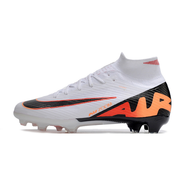 Nike Zoom Mercurial Superfly 9 Elite White Black and Orange FG Kids