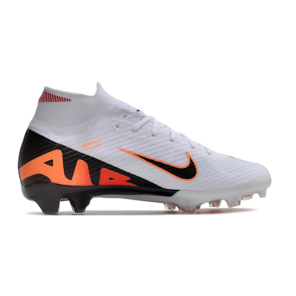 Nike Zoom Mercurial Superfly 9 Elite White Black and Orange FG Kids