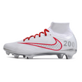 Chuteira Infantil Campo Nike Zoom Mercurial Superfly 9 Elite FG Branca, Vermelha e Prata - VENI Futebol