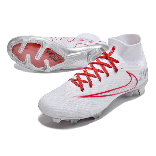 Nike Zoom Mercurial Superfly 9 Elite White Red and Silver FG Kids