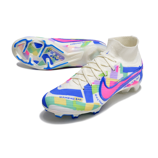 Nike Zoom Mercurial Superfly 9 Elite White and Colorful FG Kids