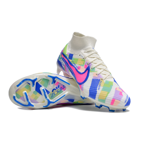 Nike Zoom Mercurial Superfly 9 Elite White and Colorful FG Kids