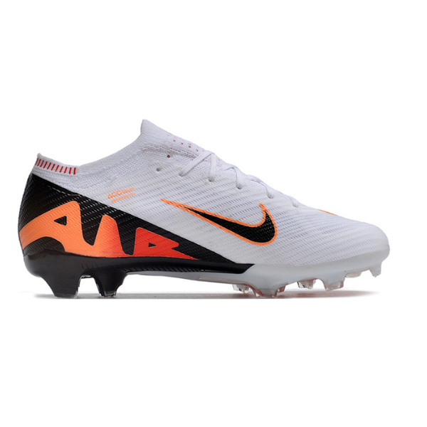 Nike Zoom Mercurial Vapor 15 Elite White Black and Orange FG Kids