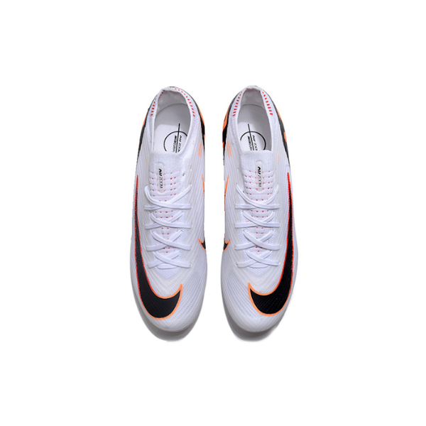 Nike Zoom Mercurial Vapor 15 Elite White Black and Orange FG Kids