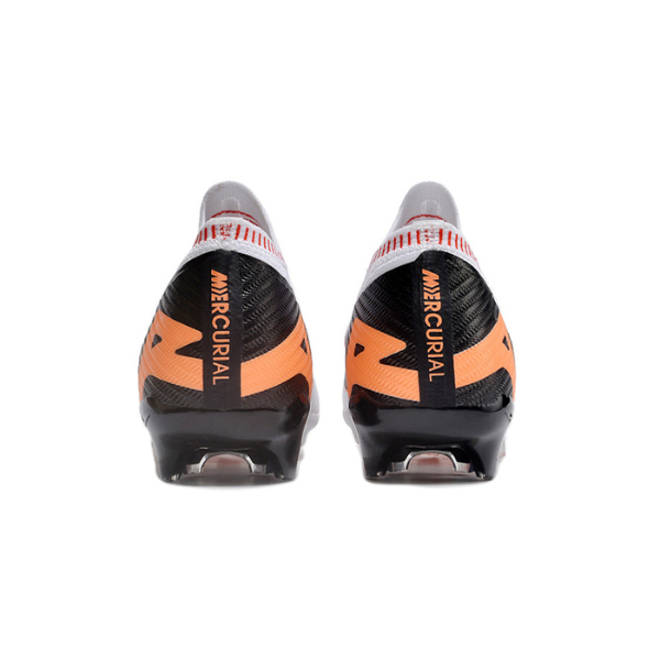Nike Zoom Mercurial Vapor 15 Elite White Black and Orange FG Kids