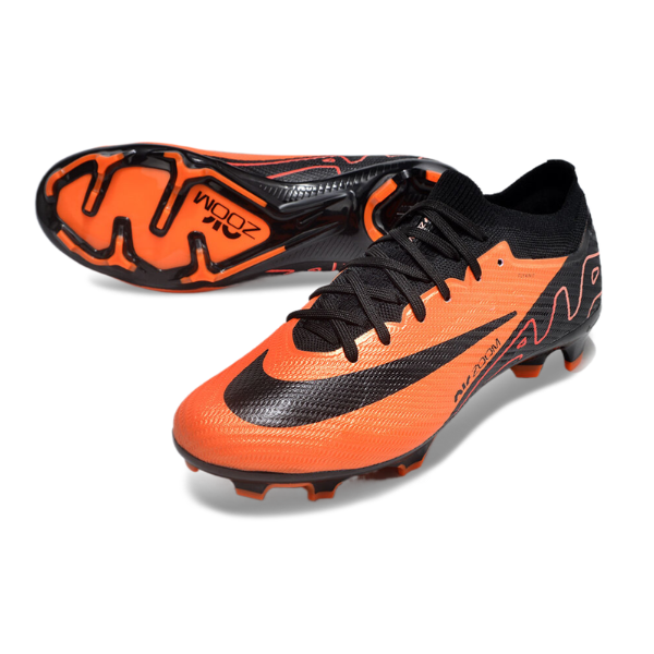 Chuteira Infantil Campo Nike Zoom Mercurial Vapor 15 Elite FG Laranja e Preta - VENI Futebol