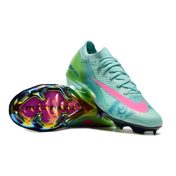 Nike Air Zoom Mercurial Vapor 16 Elite Kids Blue Green and Pink Firm Ground FG Football Boot