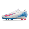Chuteira Infantil Campo Nike Air Zoom Mercurial Vapor 16 Elite FG Branca, Azul e Rosa - VENI Futebol