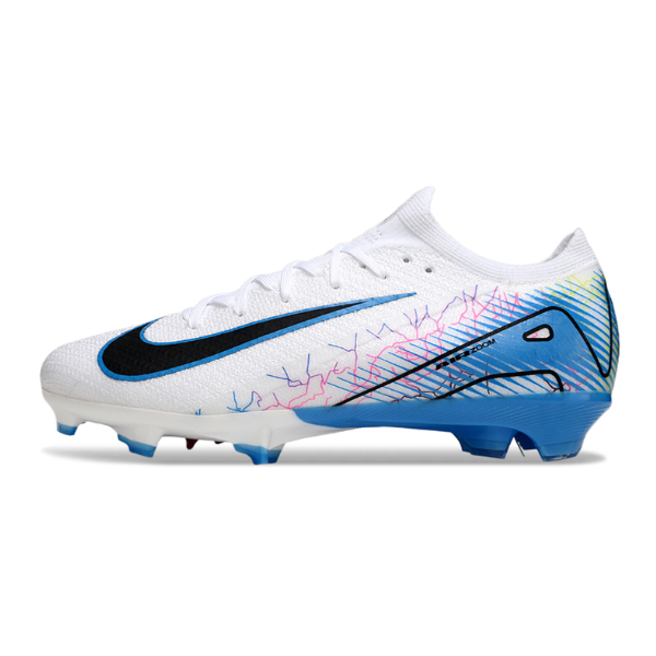 Nike Air Zoom Mercurial Vapor 16 Elite White and Light Blue Firm Ground FG Kids Football Boot