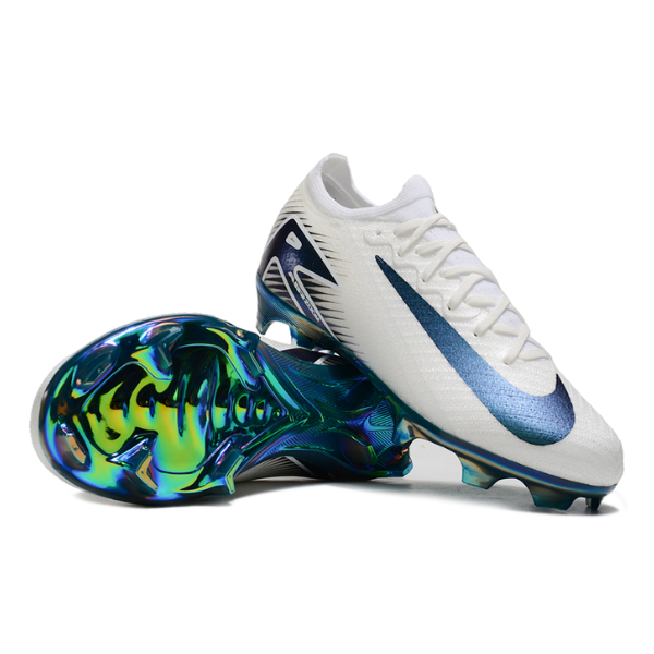 Nike Air Zoom Mercurial Vapor 16 Elite White and Green Firm Ground FG Kids Football Boot
