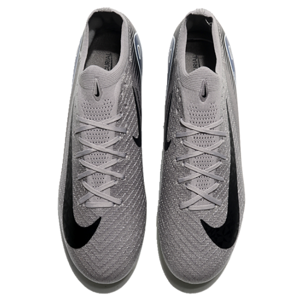 Nike Air Zoom Mercurial Vapor 16 Elite Gray and Black Firm Ground FG Kids Football Boot