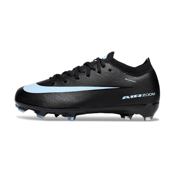 Nike Air Zoom Mercurial Vapor 16 Elite Black and Light Blue Firm Ground FG Kids Football Boot