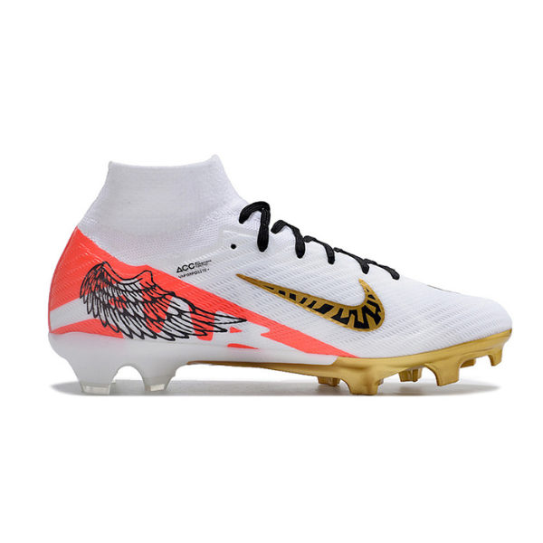 Nike Zoom Mercurial Superfly 9 Elite White Red and Gold FG Kids