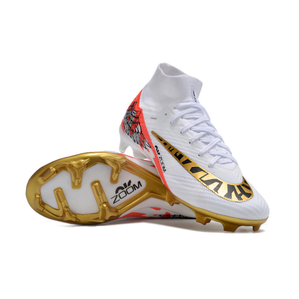 Nike Zoom Mercurial Superfly 9 Elite White Red and Gold FG Kids