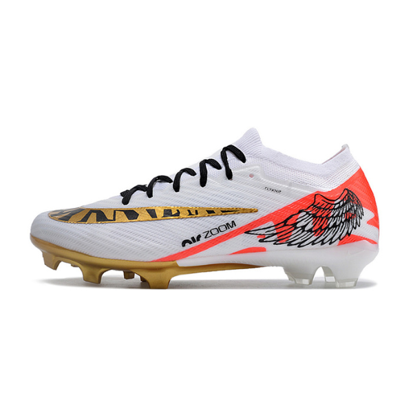 Nike Zoom Mercurial Vapor 15 Elite White Red and Gold FG Kids