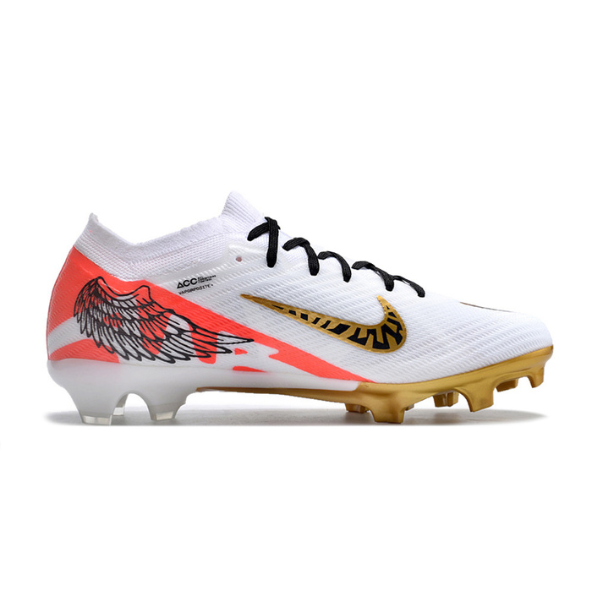 Nike Zoom Mercurial Vapor 15 Elite White Red and Gold FG Kids