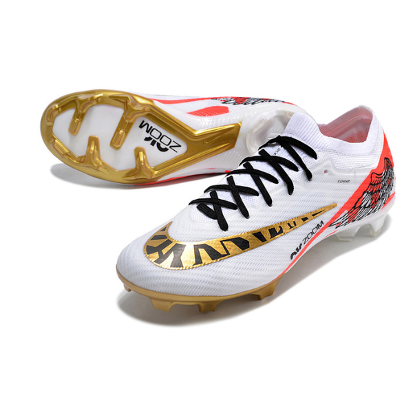 Nike Zoom Mercurial Vapor 15 Elite White Red and Gold FG Kids