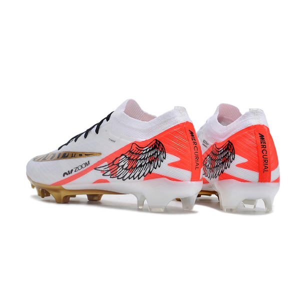 Nike Zoom Mercurial Vapor 15 Elite White Red and Gold FG Kids