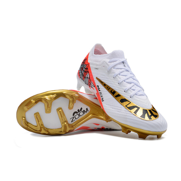 Nike Zoom Mercurial Vapor 15 Elite White Red and Gold FG Kids
