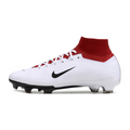 Chuteira Infantil Campo Nike Zoom Mercurial Superfly 9 Elite FG Branca e Vermelha Total 90 - VENI Futebol