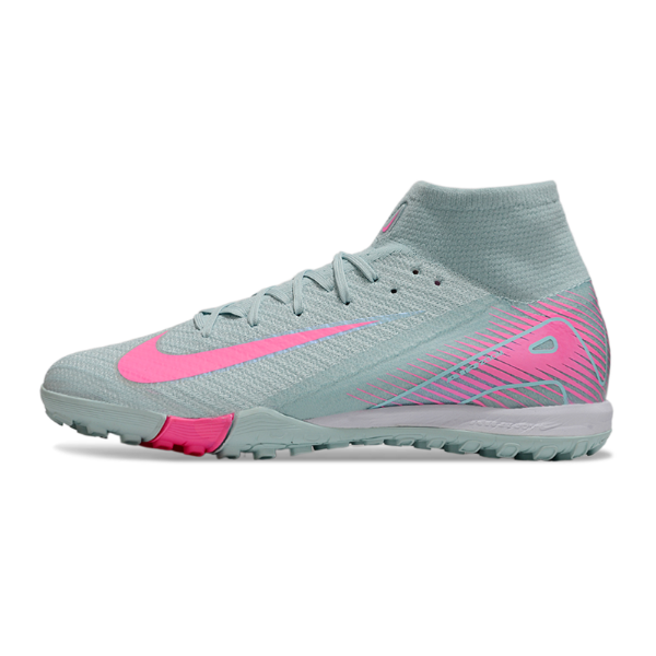Nike Zoom Mercurial Superfly 10 Elite Kids Light Blue and Pink Turf TF Football Boot