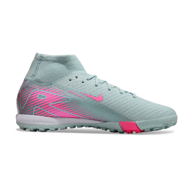 Nike Zoom Mercurial Superfly 10 Elite Kids Light Blue and Pink Turf TF Football Boot