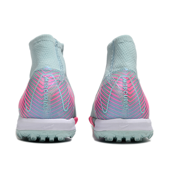 Nike Zoom Mercurial Superfly 10 Elite Kids Light Blue and Pink Turf TF Football Boot
